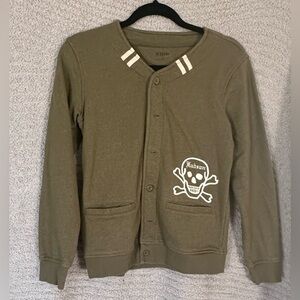Hudson Kids Skull Button Down Sweater Olive